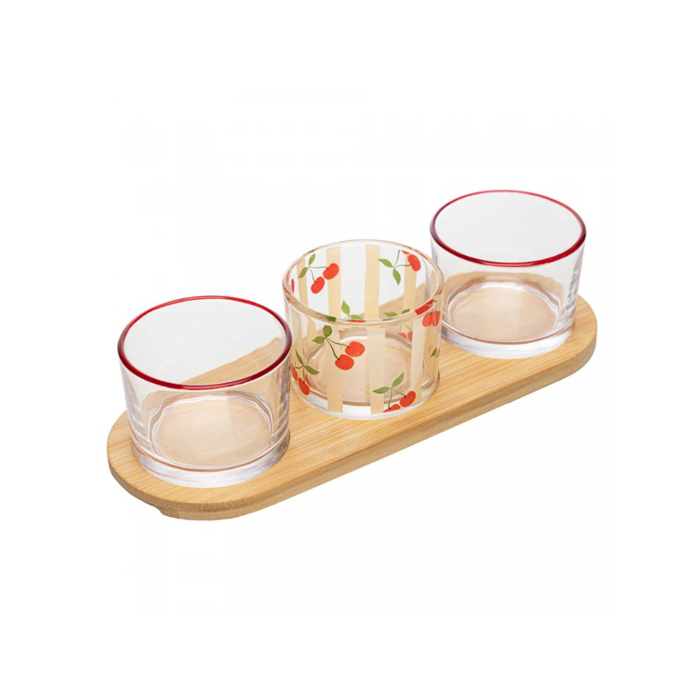 Petisqueira C/ 3 Pecas Com Bambu Lyor Cherry 24 Cm Petisqueira C/ 3 Pecas Com Bambu Lyor Cherry 24 Cm