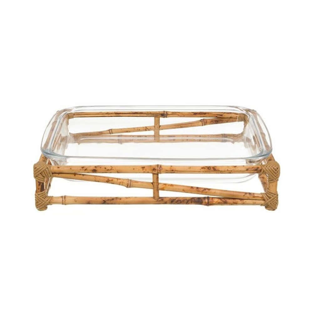 Pirex Retangular Com Suporte Em Bambu Sonia Pierry