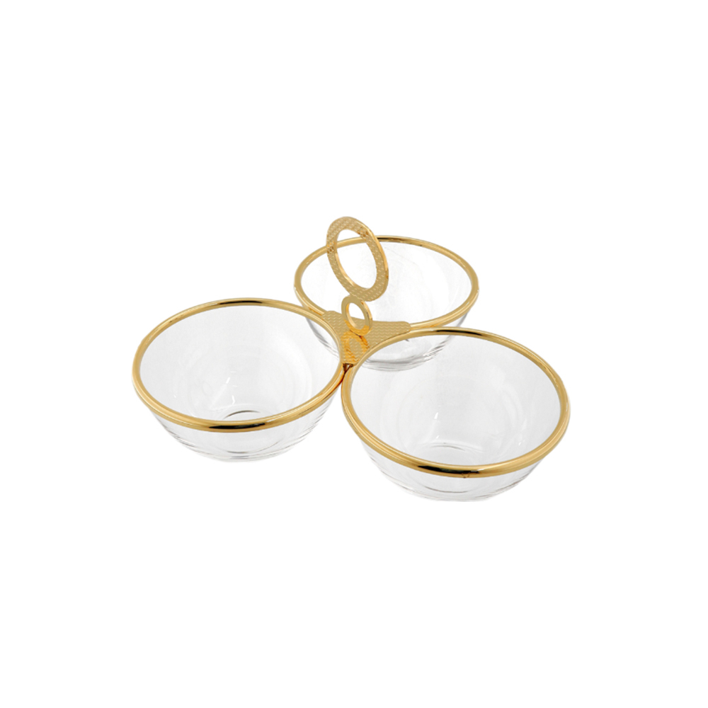 Porta Aperitivo Triplo Riva Sarezzo Ouro 24 K 28 X 27 X 15 Cm Porta Aperitivo Triplo Riva Sarezzo Ouro 24 K 28 X 27 X 15 Cm