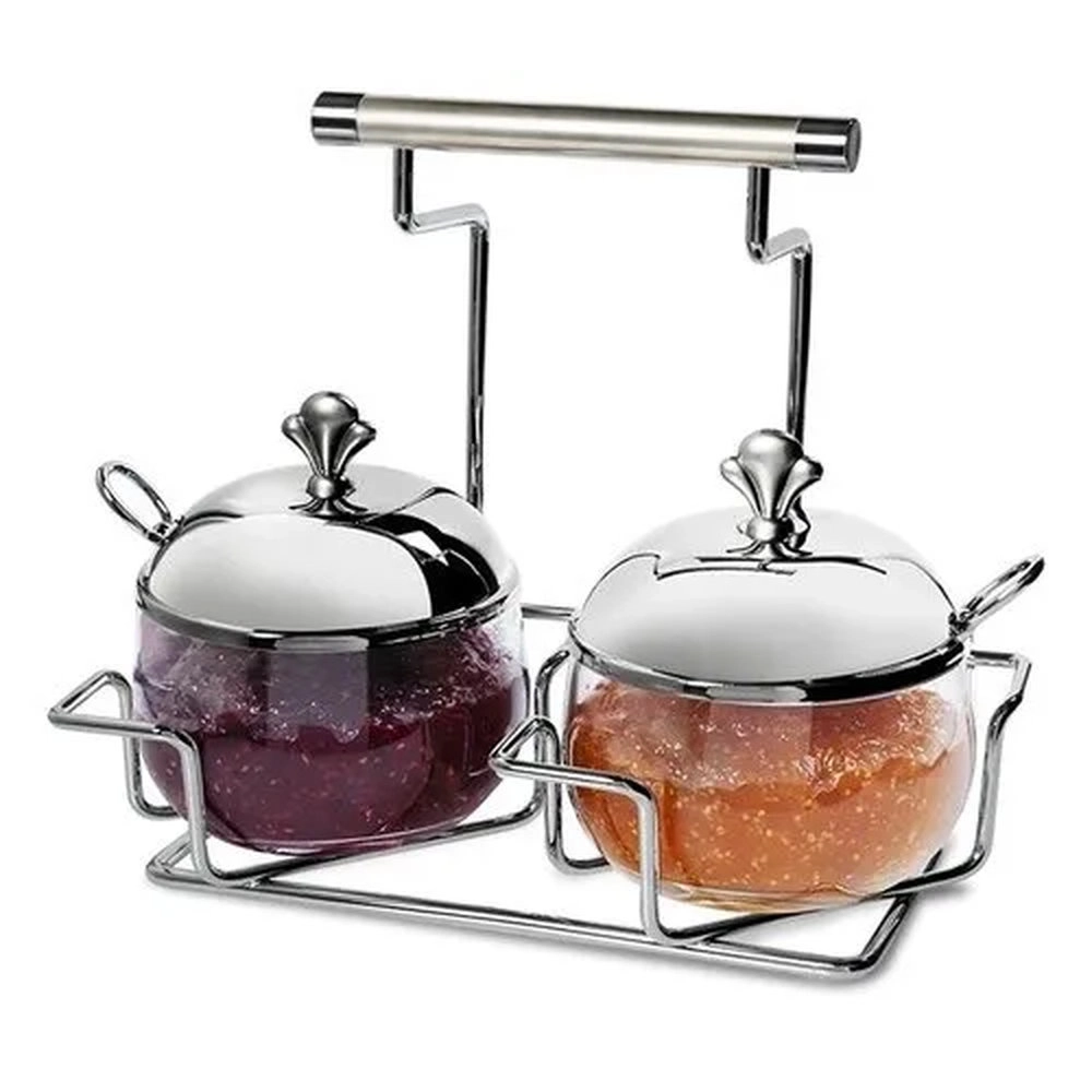 Porta Condimentos Com Colher Brinox Argento 200 Ml - 3 Pecas Porta Condimentos Com Colher Brinox Argento 200 Ml - 3 Pecas