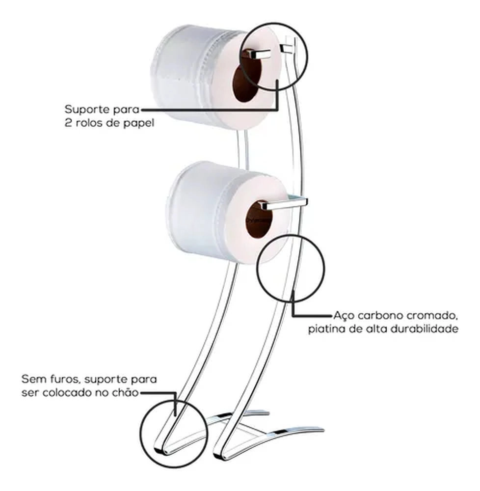 Porta Papel Higienico de Chao Future Perfezione 17 X 14 X 48 Cm Porta Papel Higienico de Chao Future Perfezione 17 X 14 X 48 Cm