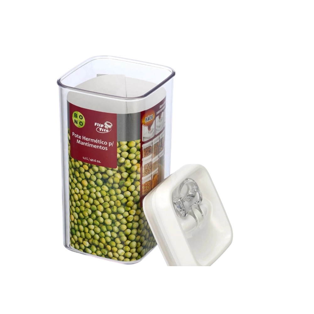 Pote Para Mantimentos Hermético Quadrado Bono Home Flip Tite 1,2 Litros Pote Para Mantimentos Hermético Quadrado Bono Home Flip Tite 1,2 Litros