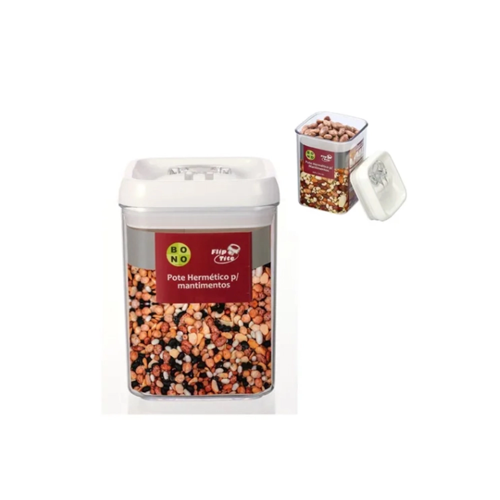 Pote Para Mantimentos Hermético Quadrado Bono Home Flip Tite 800 Ml