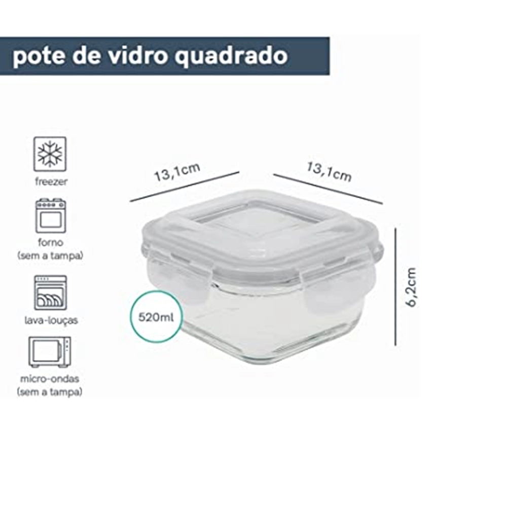 Pote Quadrado Com Tampa Oikos 520 Ml Pote Quadrado Com Tampa Oikos 520 Ml
