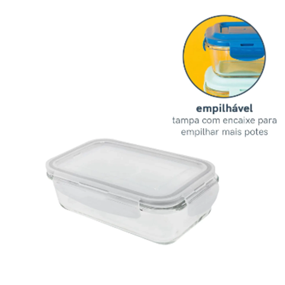 Pote Retangular Com Tampa Oikos 1520 Ml Pote Retangular Com Tampa Oikos 1520 Ml