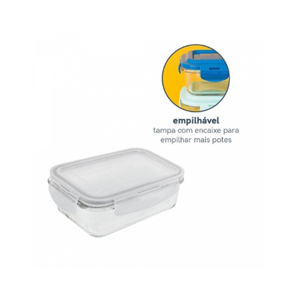 Pote Retangular Com Tampa Oikos 570 Ml Pote Retangular Com Tampa Oikos 570 Ml