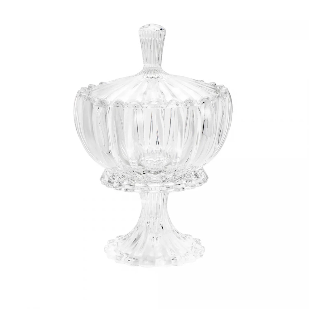 Potiche Decorativo Cristal Com Pe Geneva 16,5 X 24,5 Cm - Wolff