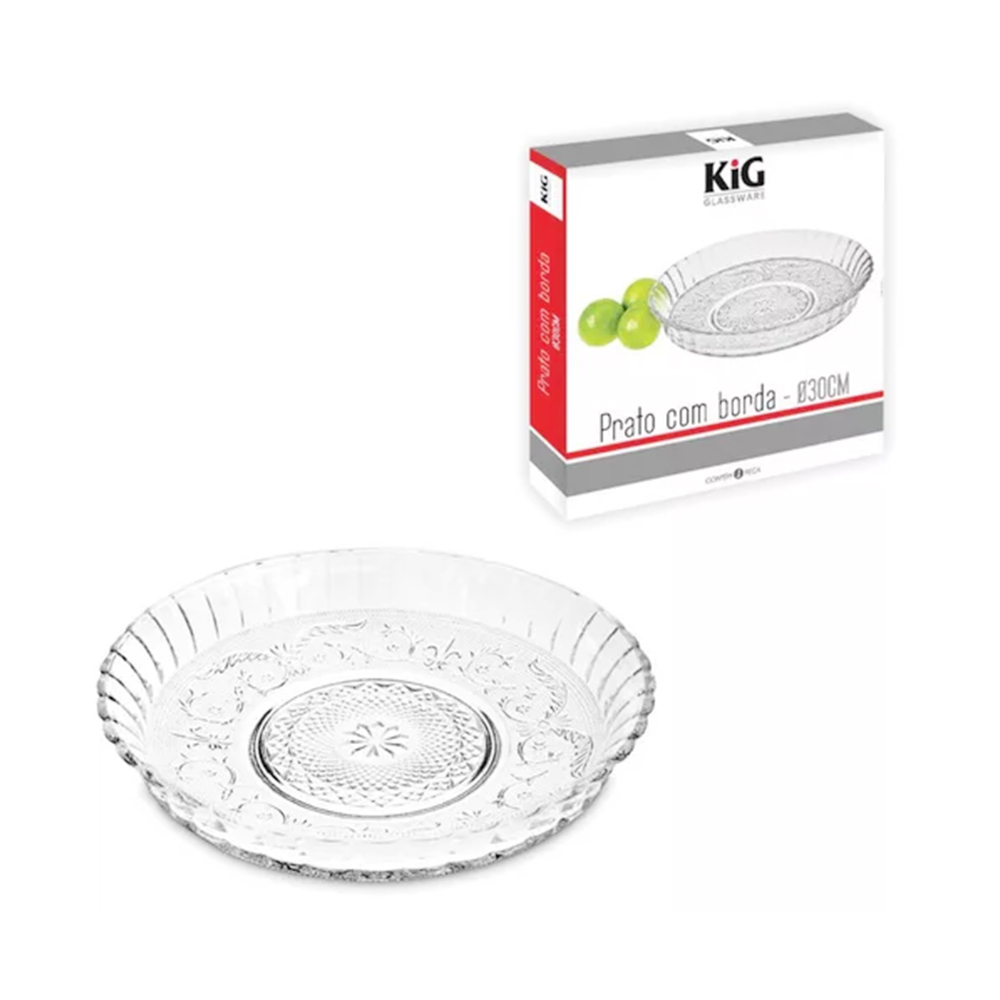 Prato Para Bolo Com Borda Kig 30 Cm