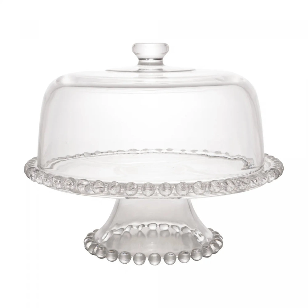 Prato Para Bolo Com Pé e Tampa Wolff Pearl 31 Cm