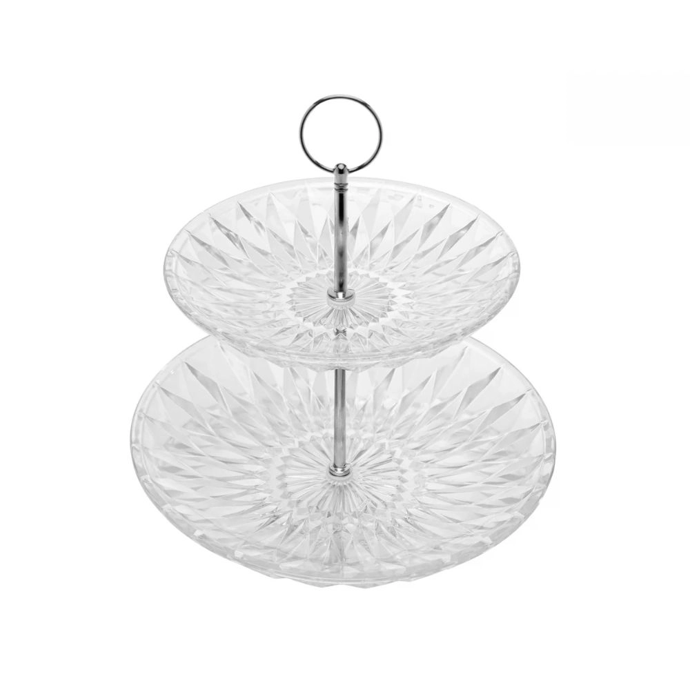 Porta Doces de Vidro 2 Andares Diamond