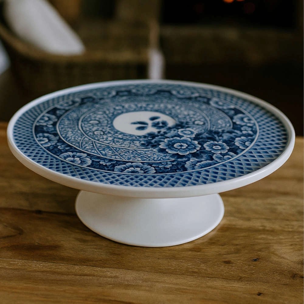 Prato Para Bolo Com Pe Vista Alegre Blue Ming