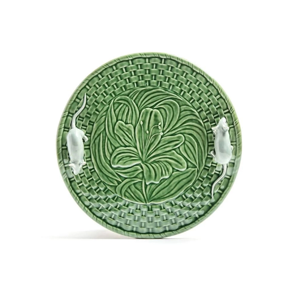 Prato Para Queijo Lírios Com Ratos Bordallo Pinheiro 5 X 31,5 Cm