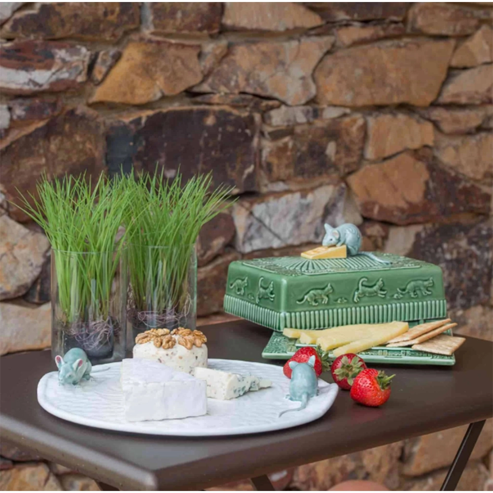 Queijeira Rato Com Tampa Bordallo Pinheiro 14 X 22,5 X 30,5 Cm Queijeira Rato Com Tampa Bordallo Pinheiro 14 X 22,5 X 30,5 Cm