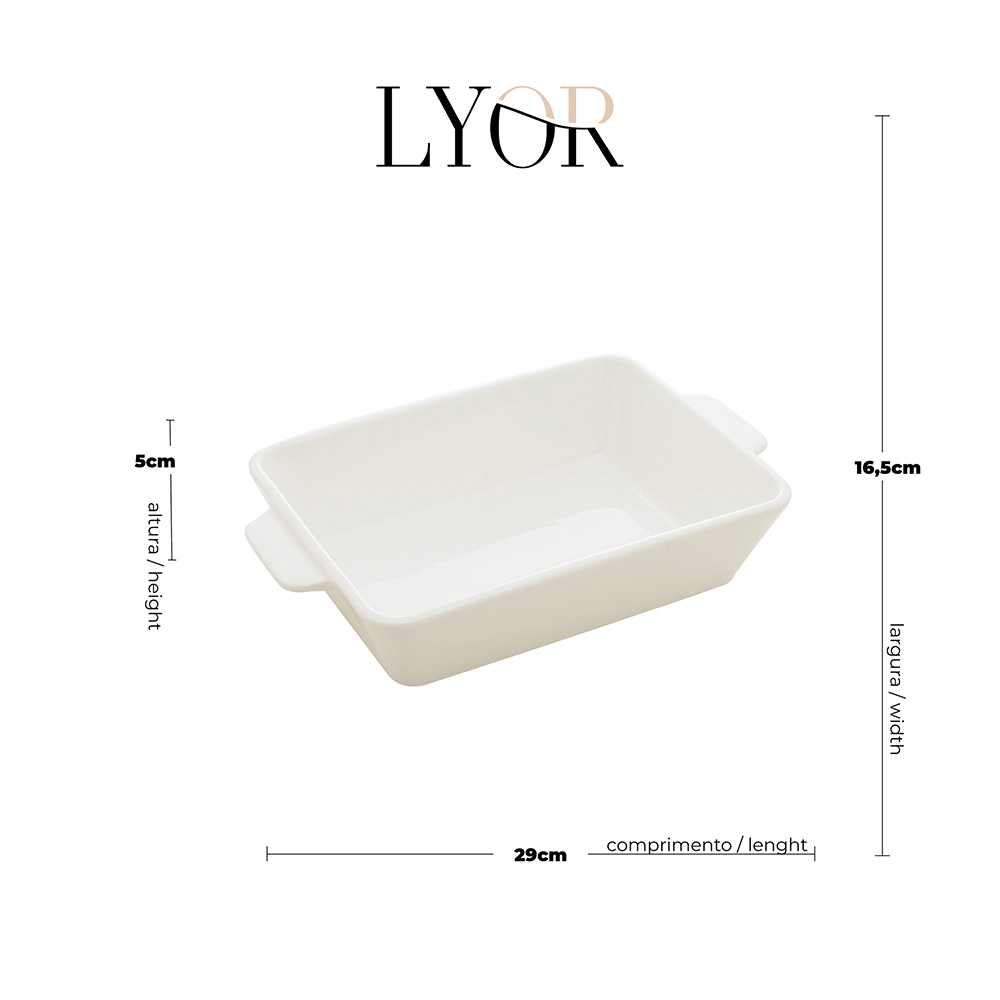 Refratário Com Alça Lyor Basic Branco 28 X 16,5 X 5 Cm Refratário Com Alça Lyor Basic Branco 28 X 16,5 X 5 Cm