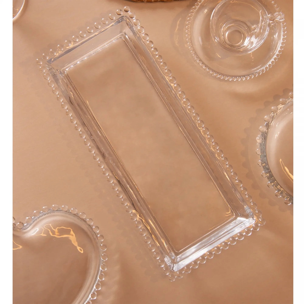 Travessa Para Servir Retangular Wolff Pearl Transparente 30 X 13 X 3 Cm