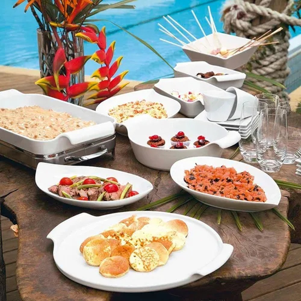 Travessa Refrataria Funda Oxford Cookware Branca 41 X 22 X 8 Cm