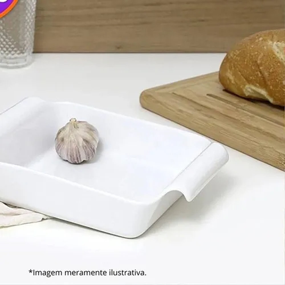 Travessa Refrataria Para Lasanha Oxford Cookware Branca 25,5 X 19,5 X 6,5 Cm