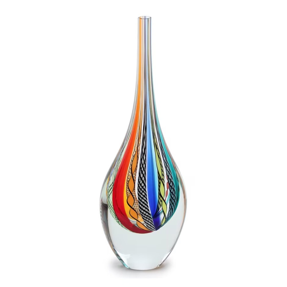 Vaso Gota Alta Cristais Ca D'oro Bastoes Especiais Colorido 45 Cm