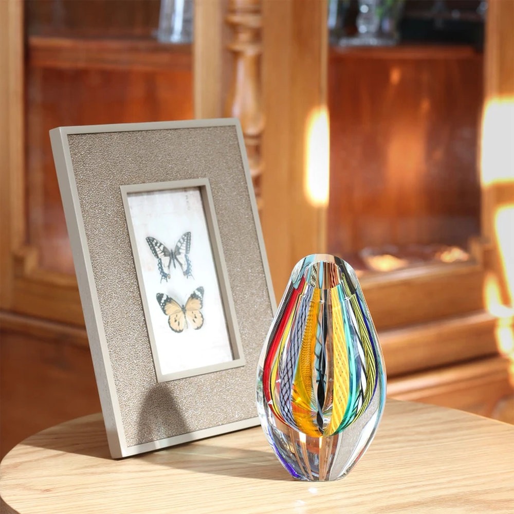 Vaso Gota Baixa Cristais Ca D'oro Bastoes Especiais Colorido 25 Cm