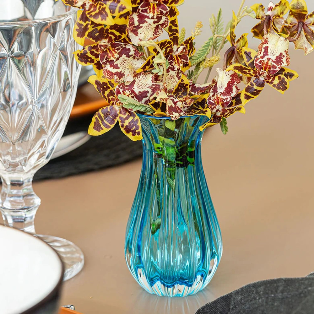 Vaso M61 Cristais Ca D'oro Agua Marinha 11,5 X 6 Cm