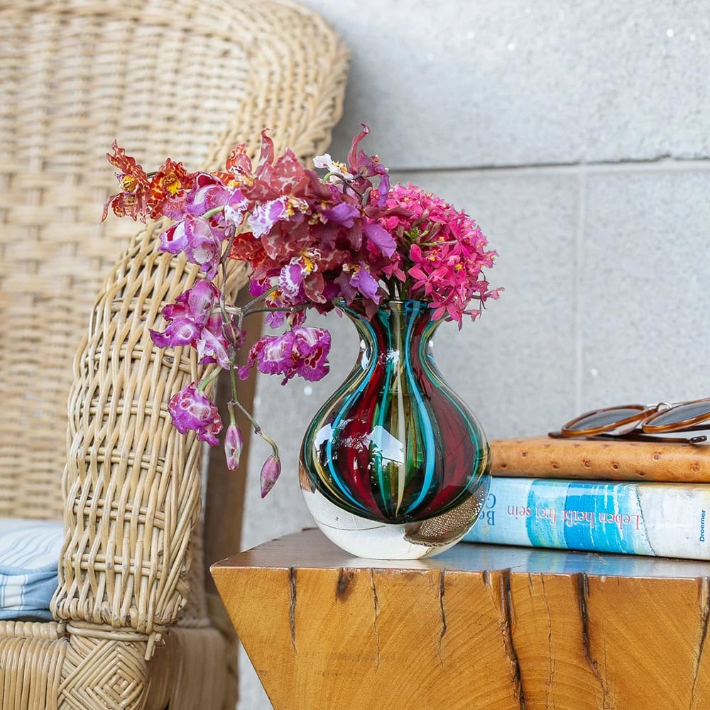 Vaso Mini 3 Cristais Ca D'oro Bastoes Especiais Coloridos 14 X 11 Cm