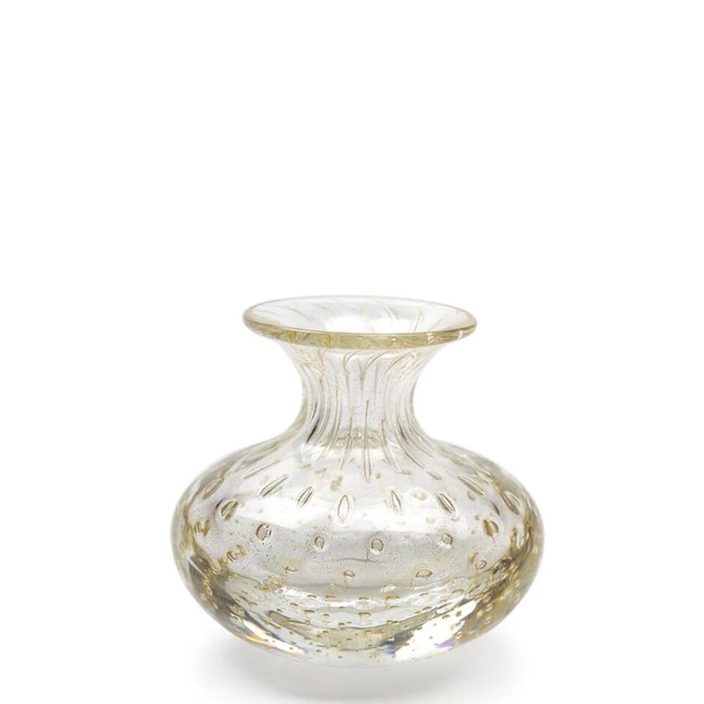 Vaso Mini 4 Tela Cristais Ca D'oro Transparente Com Ouro 13 X 12 Cm