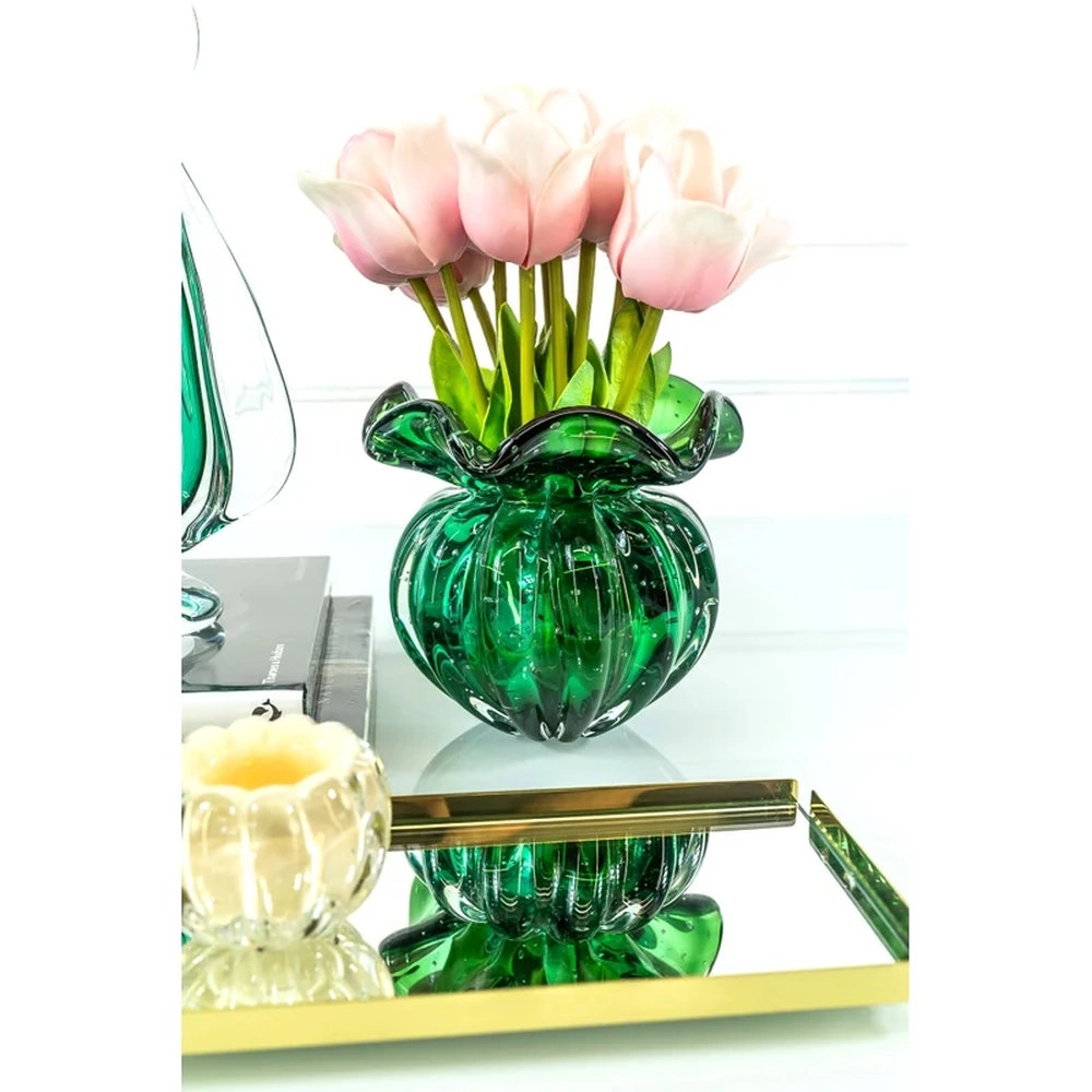 Vaso Torcello Cristais D´labone Esmeralda 14 X 14 Cm