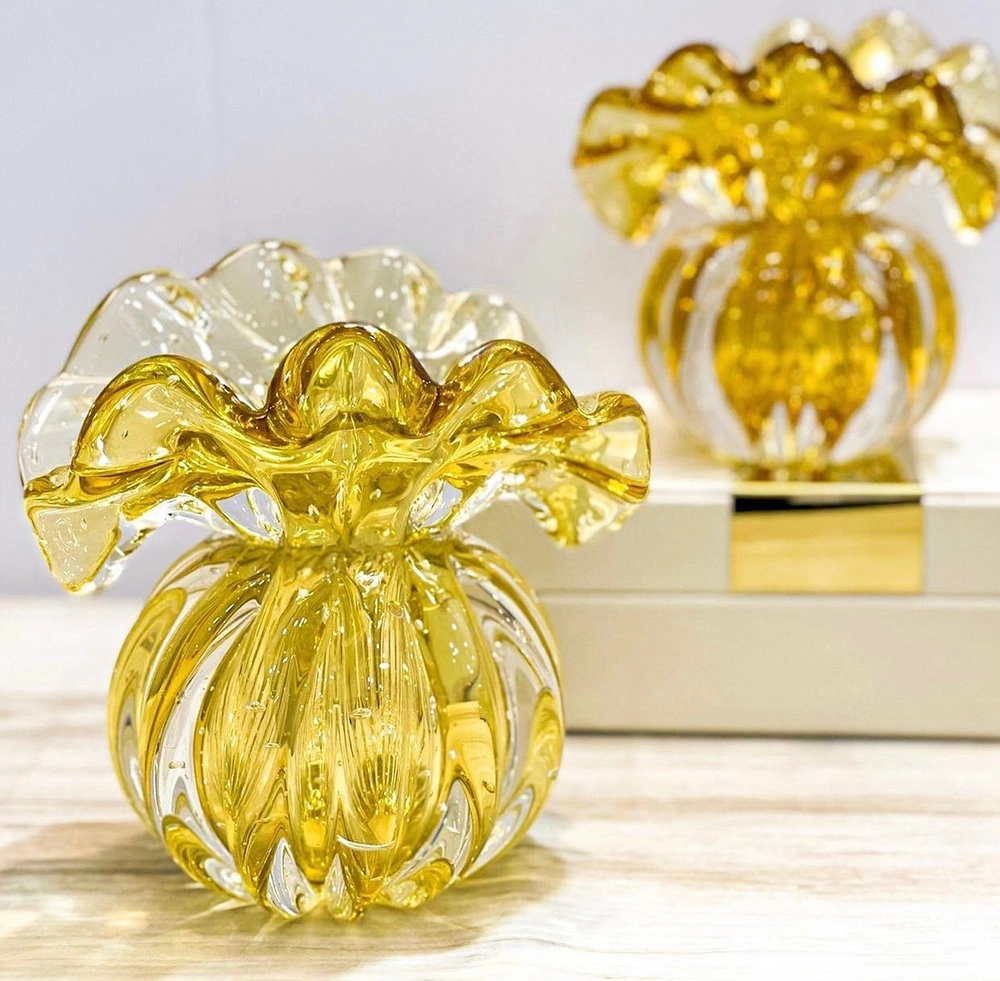 Vaso Toscana Cristais D´labone Ambar 10 Cm Vaso Toscana Cristais D´labone Ambar 10 Cm