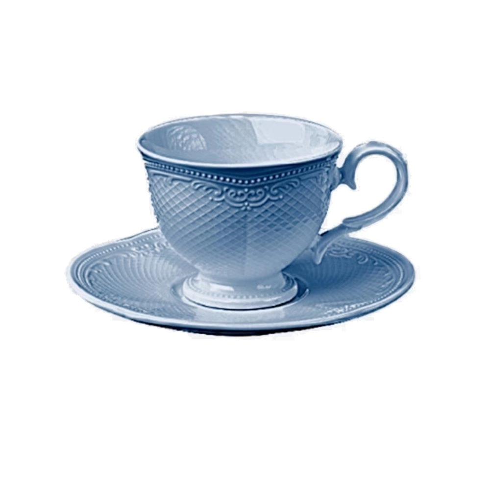 Xícara Para Chá Com Pires Qualitier Noble 250 Ml Azul Xícara Para Chá Com Pires Qualitier Noble 250 Ml Azul