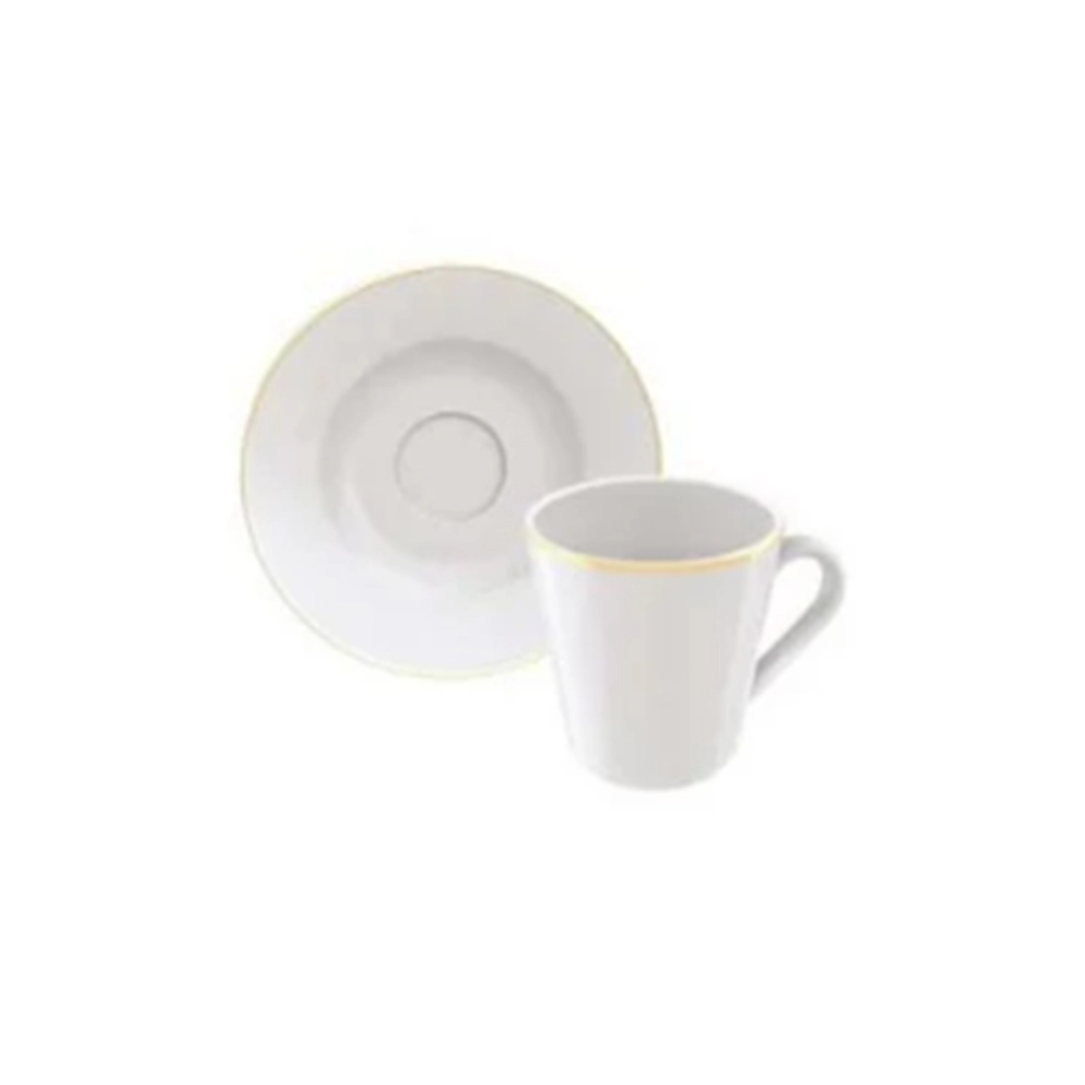 Xicara Para Cafe Com Pires Tramontina Elisa Friso Dourado 70 Ml - Cada Xicara Para Cafe Com Pires Tramontina Elisa Friso Dourado 70 Ml - Cada