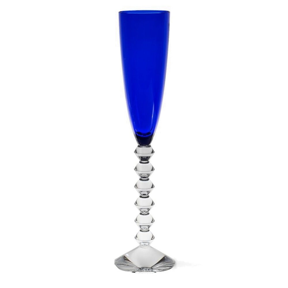 Taca Para Champanhe Em Cristal Baccarat Vega Azul Cobalto