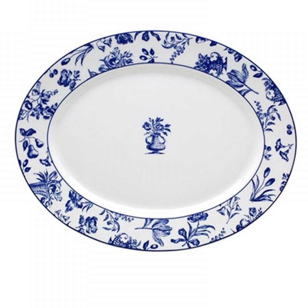 Travessa Oval Media Vista Alegre Chintz Azul 3,5 X 35 X 27,3 Cm