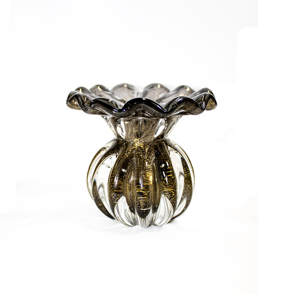 Vaso Batllo Cristais D´labone Com Ouro 11 X 13 Cm