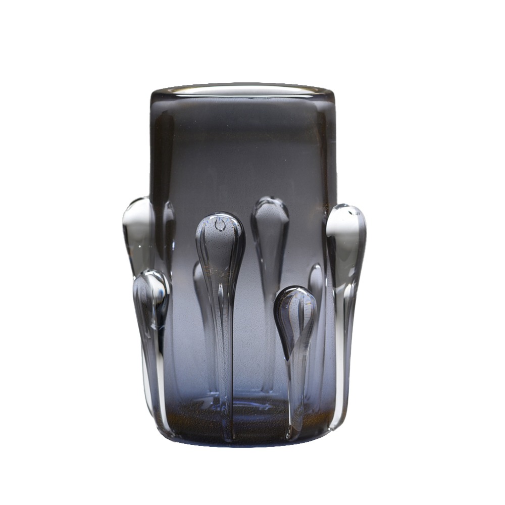 Vaso Cristais Di Murano Contemporânea Com Detalhe Sem Ouro 27 X 27 X 33 Cm