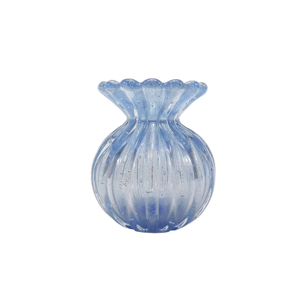 Vaso  Di Murano Azul Safira Com Ouro
